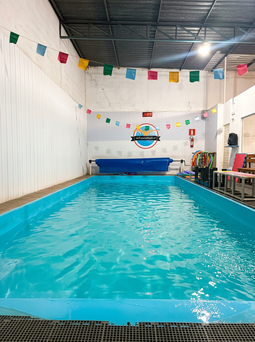 Piscina aquecida e coberta da FuncioNado